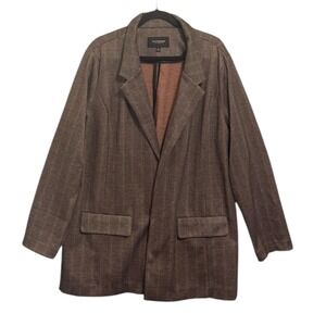 Liverpool Los Angeles Plaid Knit Boyfriend Blazer Jacket Open Front Plus Size 2X